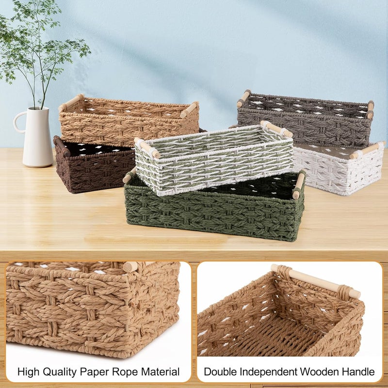 OIAHOMY Toilet Paper Baskets Handmade Paper Rope Decorative Wicker Storage Tank Shelf Cabinet Organizer for Bathroom Home, Set of 2, Yellow - Image 5